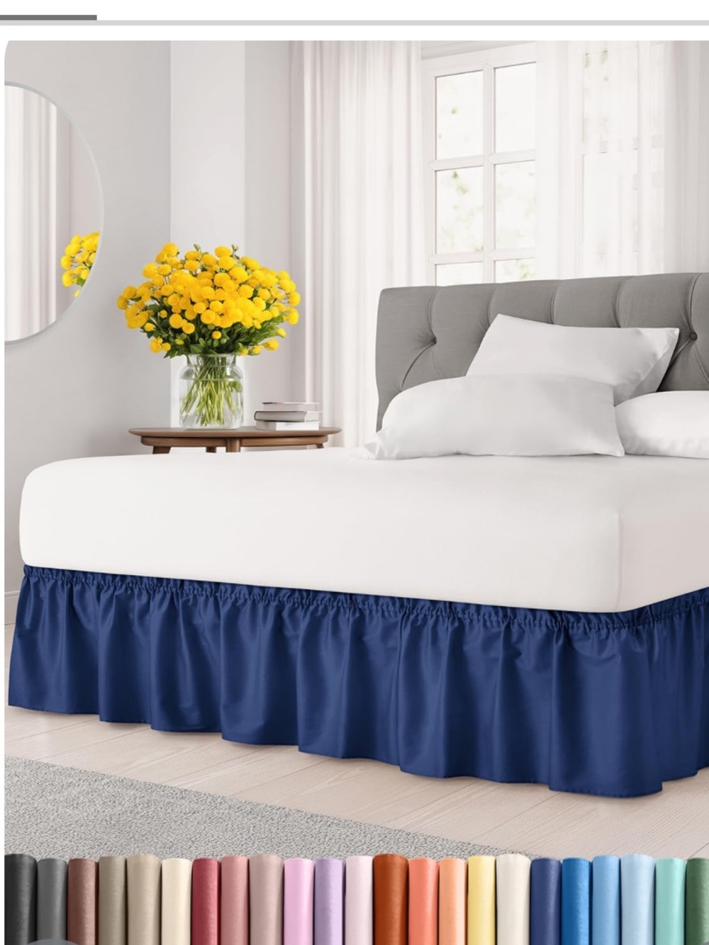 Blue 100% Microfiber Dust Ruffle Bed Skirt 18” Drop Wrinkle-Free KING/CAL KING